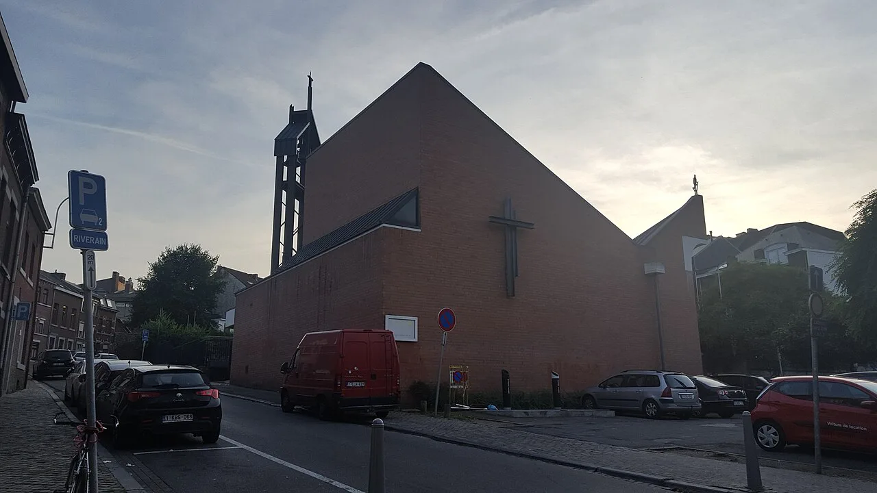 The modern brick Église Sainte-Marguerite in the Sainte-Marguerite district of Liège.