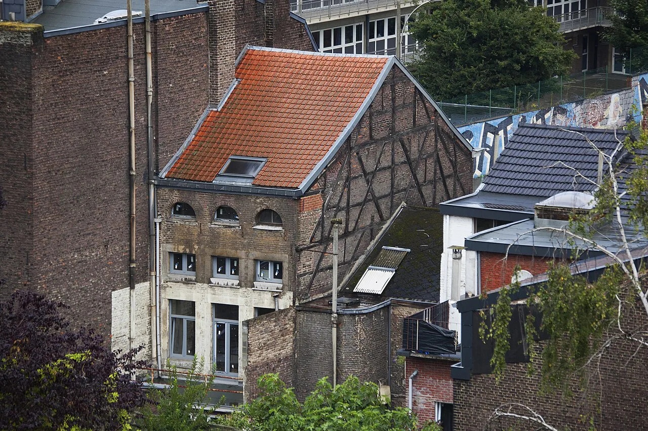 Old half-timbered houses on Rue Sainte-Marguerite, Liège.