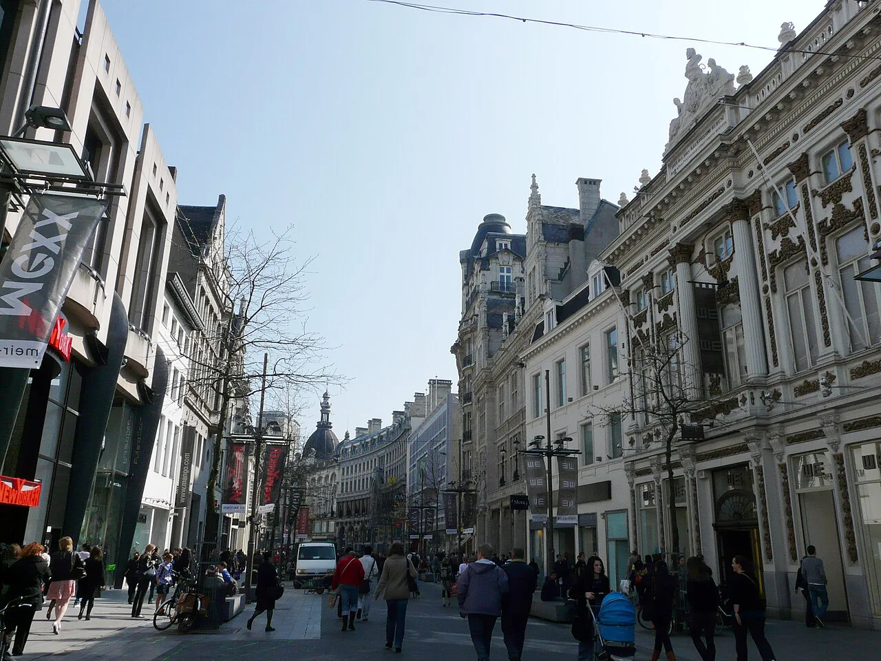 Shoppers on the Meir, Antwerp's main shopping street.