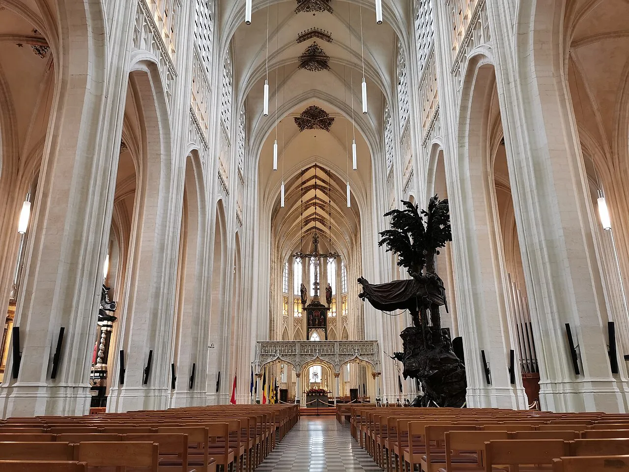 The Gothic nave of Saint Peter's Church in Leuven.