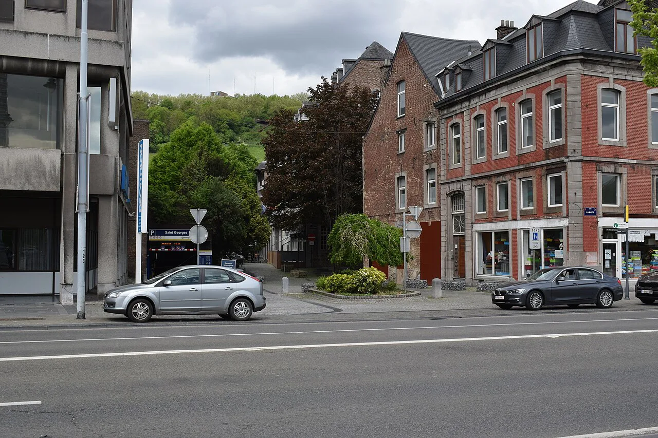 Brick buildings along the Quai de la Batte, Liège.