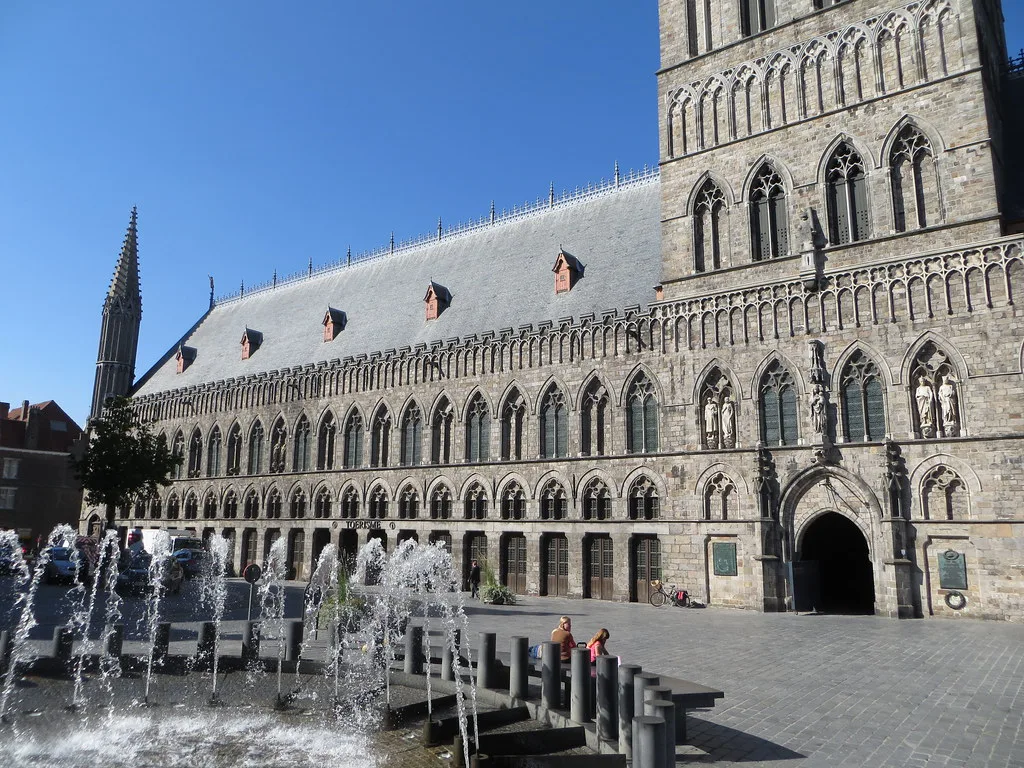 The front of the Cloth Hall facing the Grote Markt, Ypres.