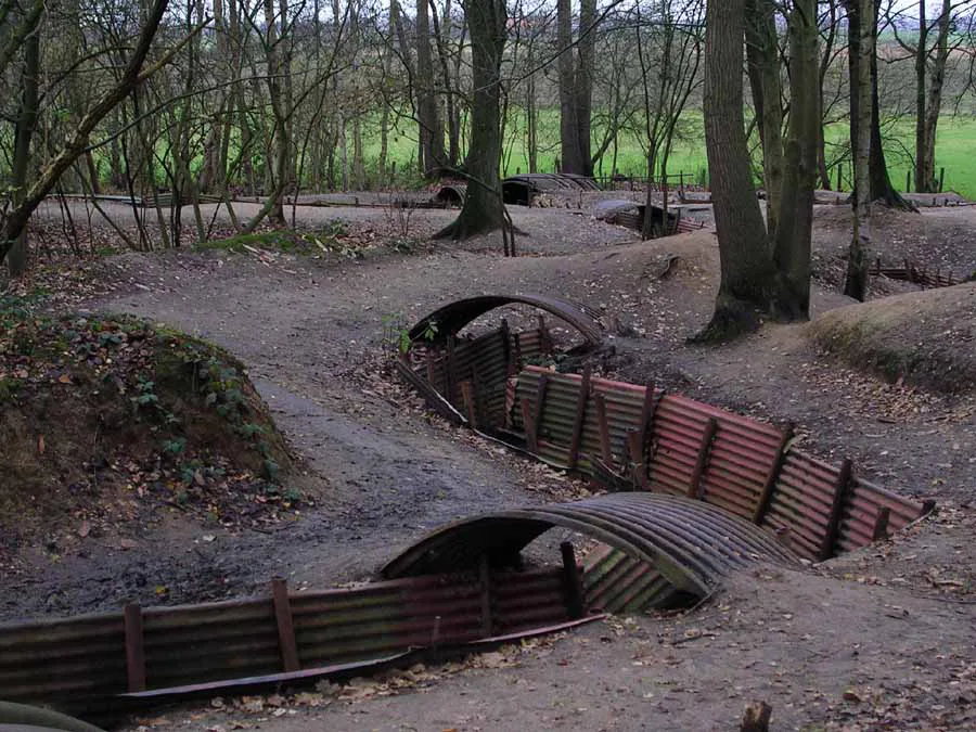Preserved trenches at Sanctuary Wood near Ypres.
