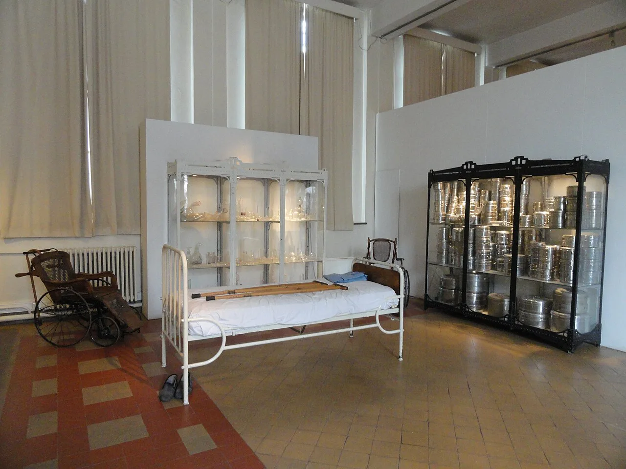 A former dormitory room displayed at the Dr Guislain Museum, Ghent.