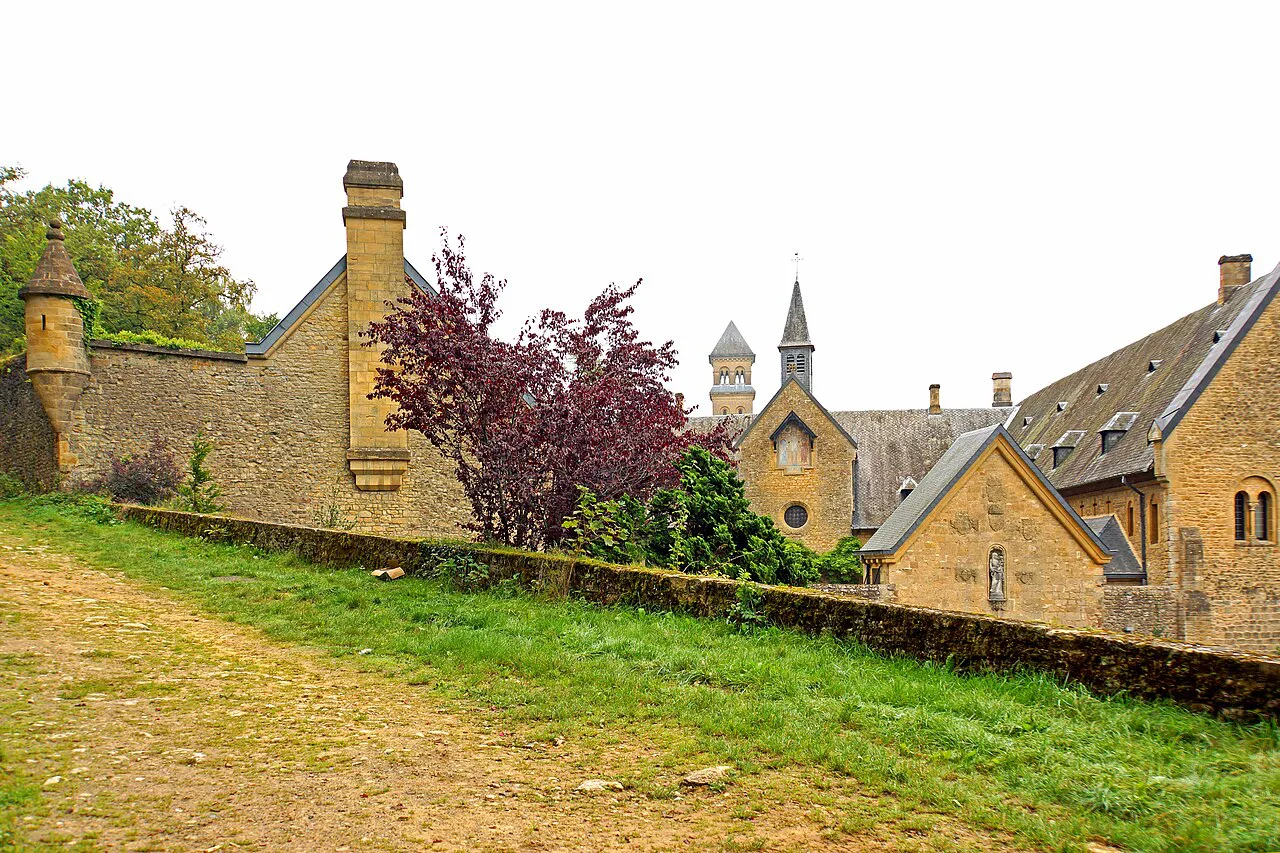 The buildings of Orval Abbey in the Gaume, southern Belgium.