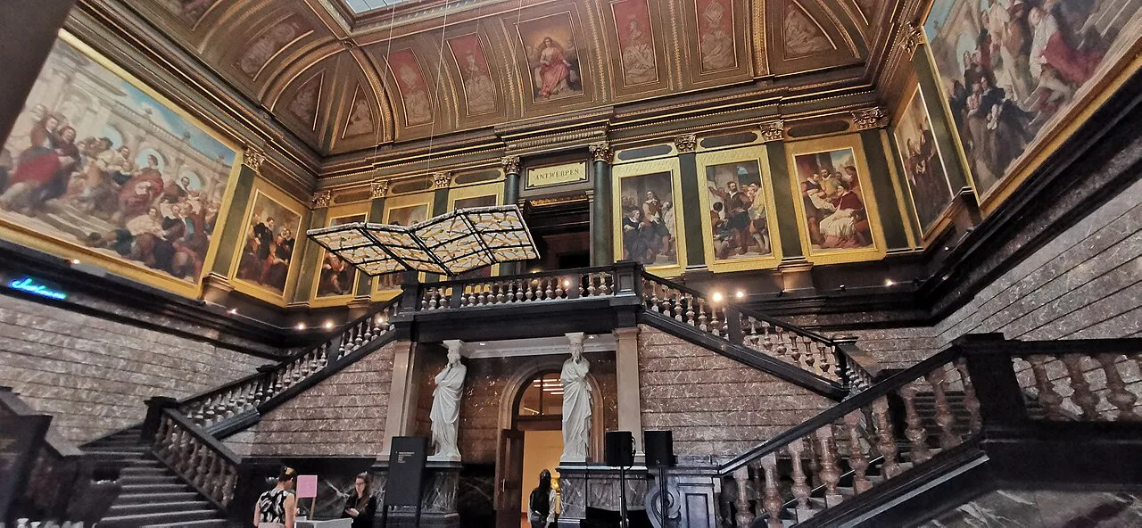 The grand staircase hall of the Royal Museum of Fine Arts, Antwerp.