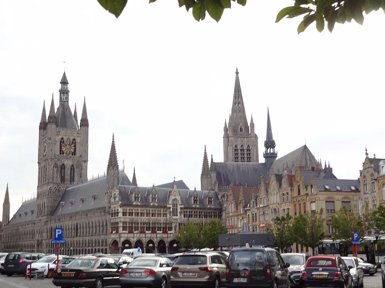 The Cloth Hall and St Martin's Cathedral on the Grote Markt, Ypres.